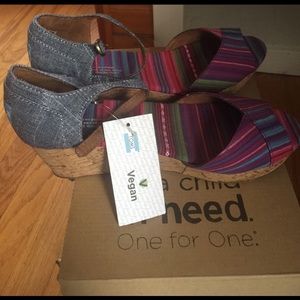 Toms multi colored wedges. Brand new